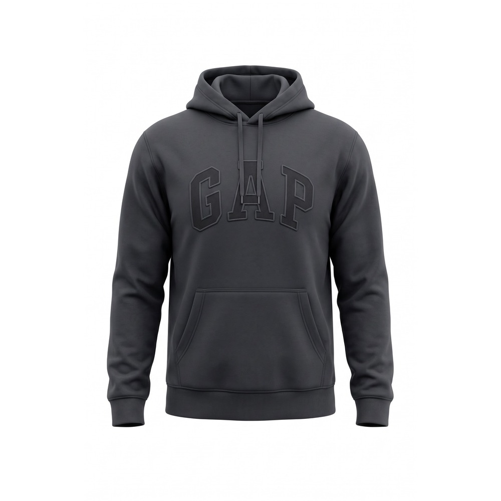 Gap Arch Logo Hoodie Charcoal Gray Fleece Pullover Sweatshirt XL Unisex